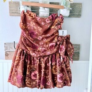 Jessica Simpson Floral Mini Dress in Rust, Pink & Gold